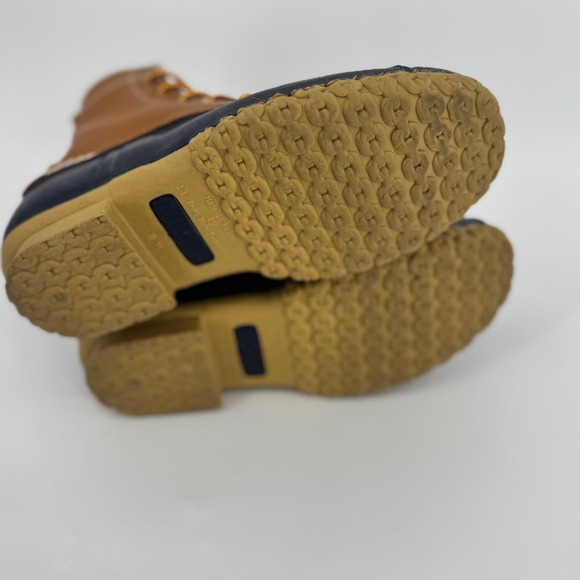 LL Bean 8" Bean Boots Tan Navy Waterproof Women's Size 6 Medium Width - Picture 6 of 11